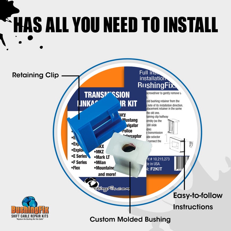 BushingFix.com BushingFix F2Kit Automatic Transmission Shifter Cable Replacement Bushing, Transmission Shift Cable Kit Fits Ford, Lincoln Models, Transmission Cable Bushing, Easy Repair - Image 2